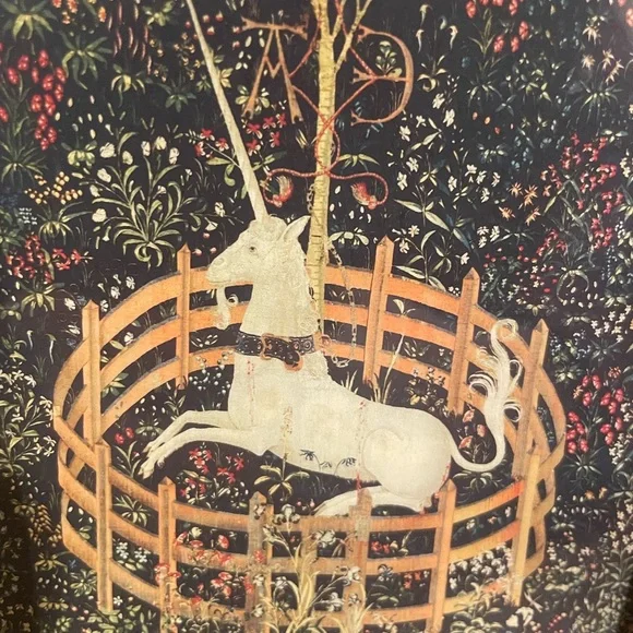 Unicorn Tapestry Gold Framed Print 7.5x9 Hunt of Unicorn In Captivity Wall Art - Picture 3 of 3